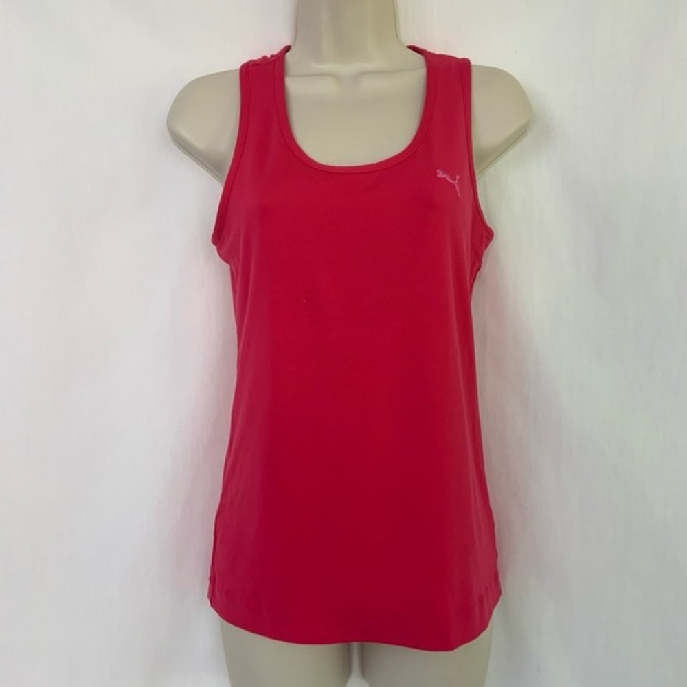 Puma Athletic Tank Top Hot Pink Cotton Racerback Built in Bra Women's Large